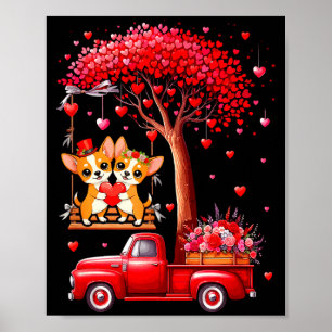Par Chihuahua Valentine Hjärtan Träd Pickup Lastbi Poster
