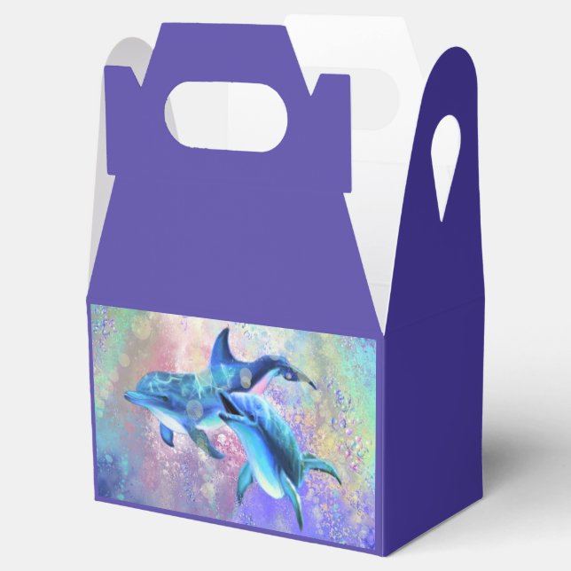 Par Delfin Favor- eller presentlådor (Öppnad)