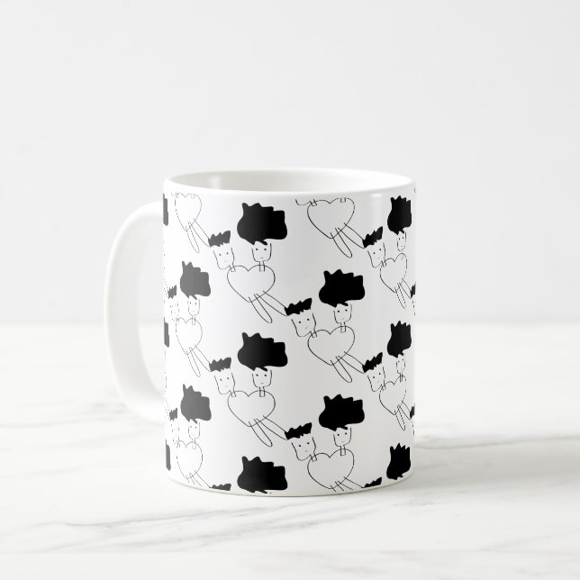 par doodle mönster kaffemugg (Framsida vänster)