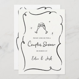 Par duschar handskriven modern naturlig elegant inbjudningar