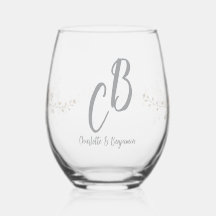 Par fåglar monogram blommor Elegant Bröllop 