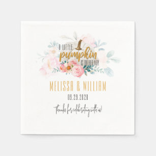 Par Fall Baby Shower Pumpkin Blommigt Anpassningsb Pappersservett