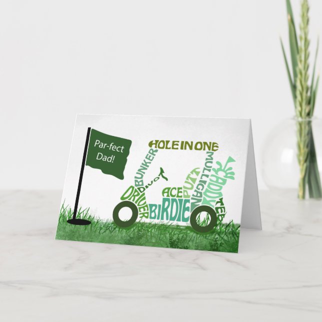 Par-Fect Pappa Golf Cart i Ord Kort (Framsida)
