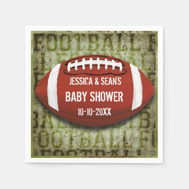 Par Football Baby Shower Grönt Grunge Pappersservett (Framsidan)