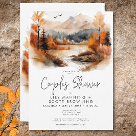 Par för Rustic Fall Mountain Watercolor Inbjudningar