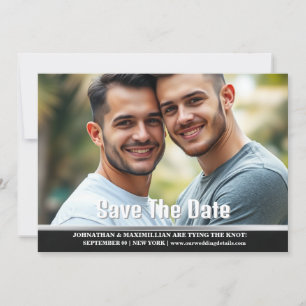 Par förlovning-fotoannonsering gay manar inbjudningar
