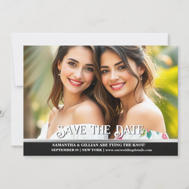 Par förlovning lgbtq-lesbisk för annonsering inbjudningar (Framsida)