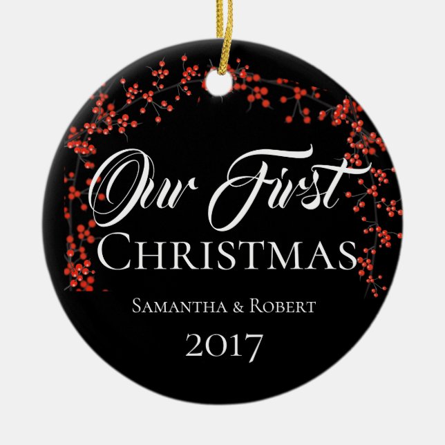 Par Första jul med Namn Julgransprydnad Keramik (Framsidan)