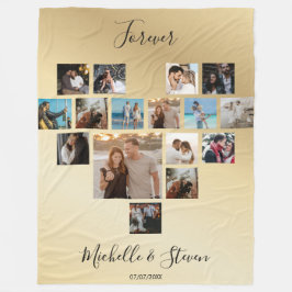 Par Gift Valentines Day Heart Photo Collage Fleecefilt