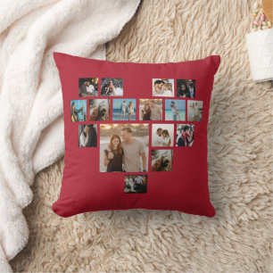 Par Gift Valentines Day Heart Photo Collage Kudde