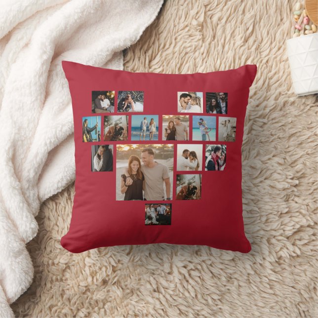 Par Gift Valentines Day Heart Photo Collage Kudde (Filt)