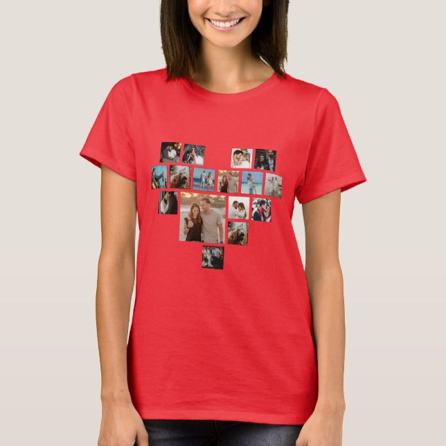 Par Gift Valentines Day Heart Photo Collage T Shirt (Framsida)