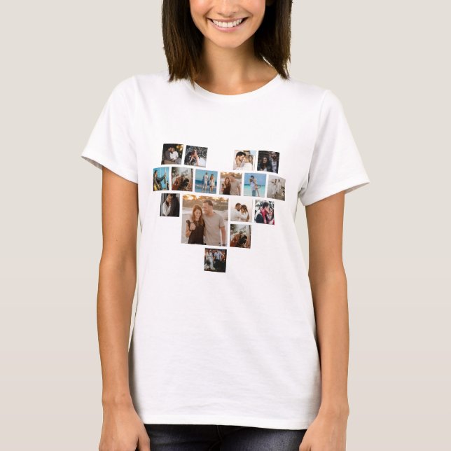 Par Gift Valentines Day Heart Photo Collage T Shirt (Framsida)