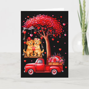 Par Golden Retriever Valentine Hjärtan Träd Bild Kort
