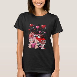 Par Gris Pickup Lastbil Bärande Blommor Valentin T Shirt