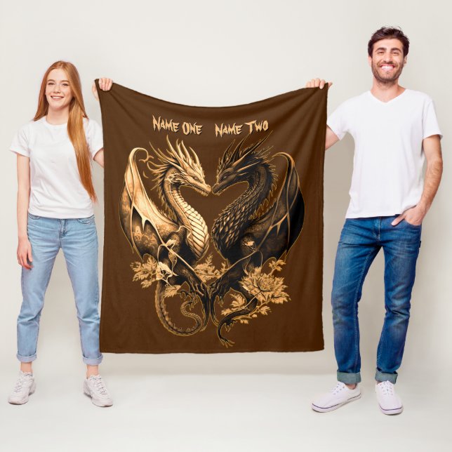 Par Guld Dragons Add Namn 50"x60" Fleecefilt (På plats)