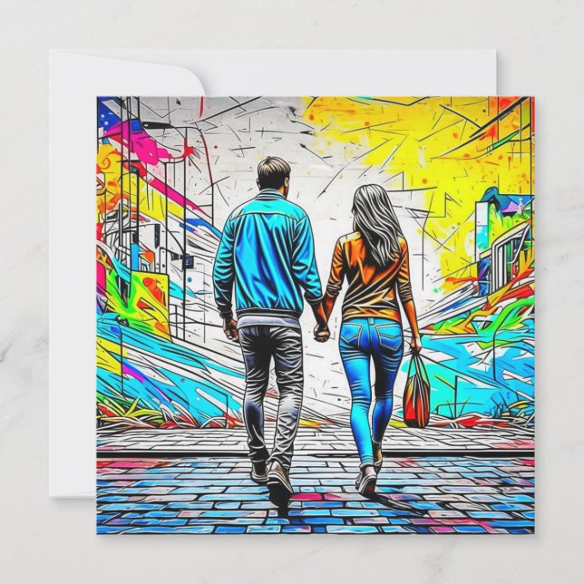 par Holding Händer Urban Graffiti Art (Framsida)