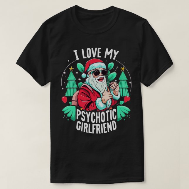 Par Humor Hett Psychotic Girlkompis Chrismas T Shirt (Design framsida)