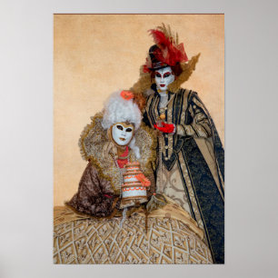 Par i karnevalskostummen, Venedig Poster