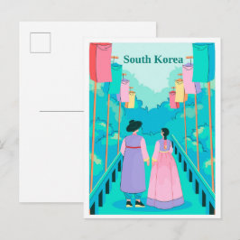 Par i Seoul Sydkorea Resa Illustration Vykort