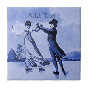 Par Ice Skating Tile, holländska, anpassa Kakelplatta