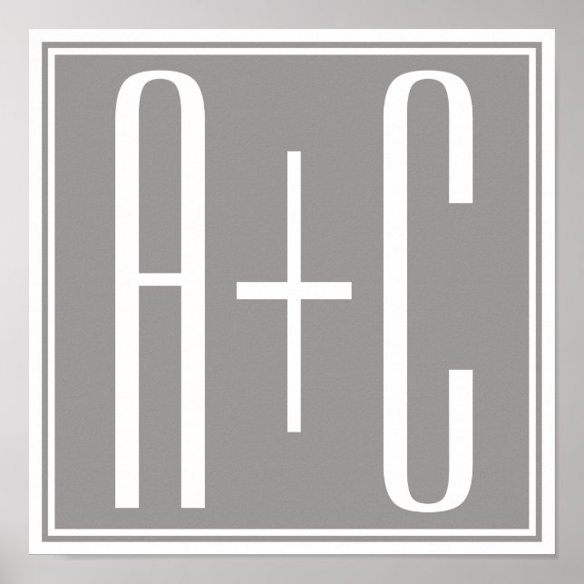 Par Initails eller annan text | Vitt och Grått Poster (Framsidan)