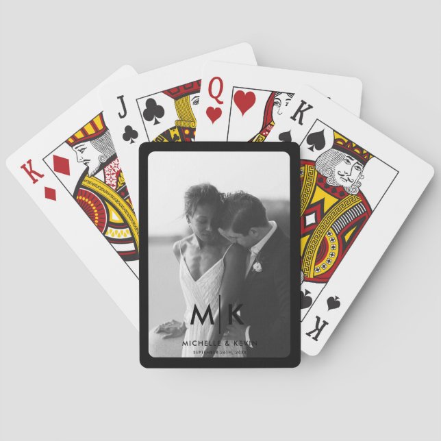 Par Initialer, Bröllop, fotomonogramssvart Casinokort (Baksidan)