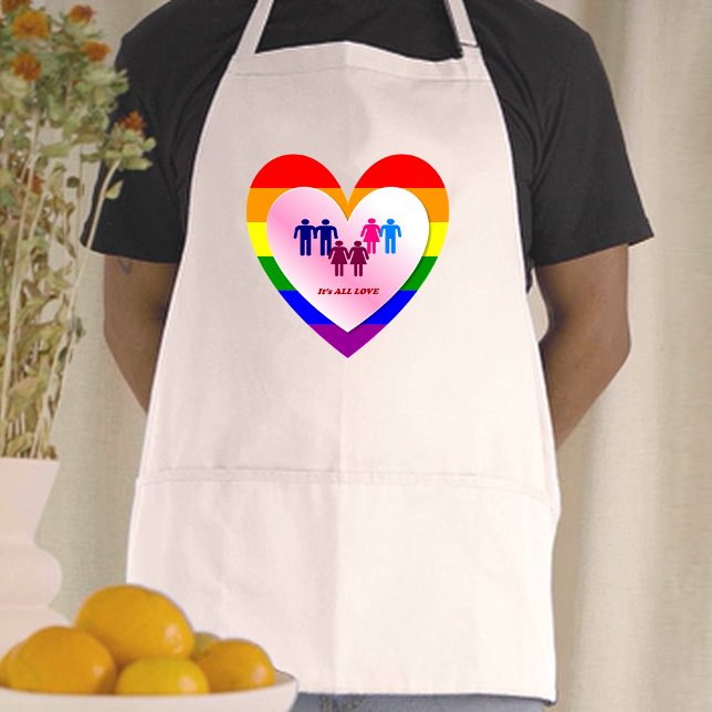 Par innanför Kärlekens Pride Heart Förkläde (Couples Inside the All Love Pride Heart Adult Apron)