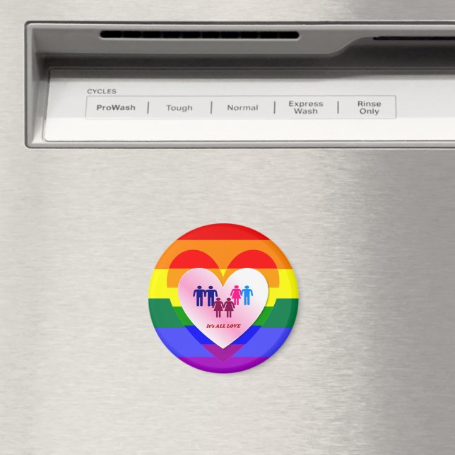 Par innanför Kärlekens Pride Heart Magnet (In Situ (Dishwasher))