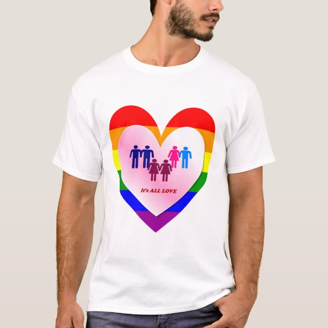 Par innanför Kärlekens Pride Heart T Shirt (Framsida)