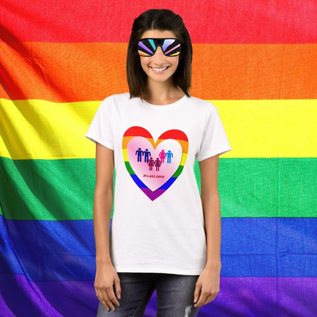 Par innanför Kärlekens Pride Heart T Shirt (Couples Inside the All Love Pride Heart T-Shirt)