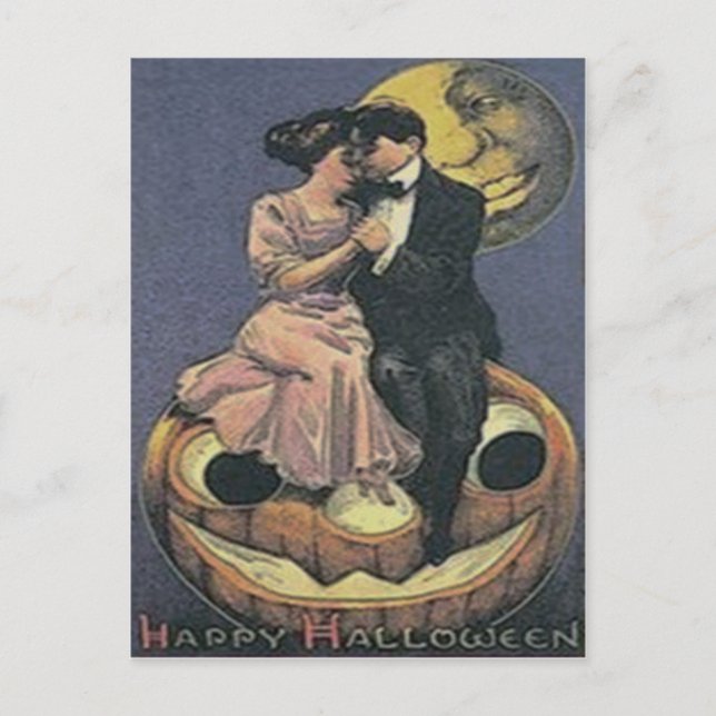 Par Jack O Lantern Man Månen Vykort (Framsida)