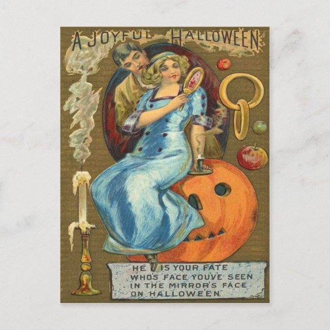Par Jack O Lantern Pumpa Äpple Vykort (Framsida)