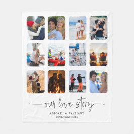 par KÄRLEK STORY 12 Photo Collage Namn Anpassnings Fleecefilt