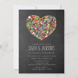 Par Kitchen Shower Rustic Chalkboard Party Inbjudningar