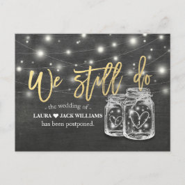 Par Mason Jars Vi Skjuter Fortfarande Upp Vigseln Meddelande Vykort