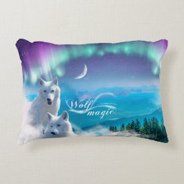 Par med vita varger med norra ljus prydnadskudde