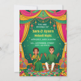 Par Mehndi Natt Ceremoni Inbjudningskort