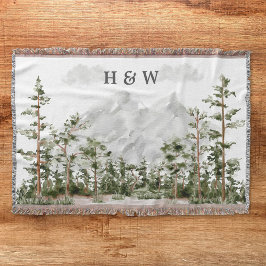 Par Monogram Akvarell Berg och Skog Filt