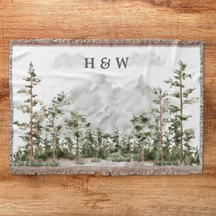Par Monogram Akvarell Berg och Skog Filt