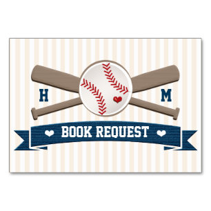 PAR MONOGRAM BASEBALL BABY SHOWER BOK REQEUST BORDSNUMMER