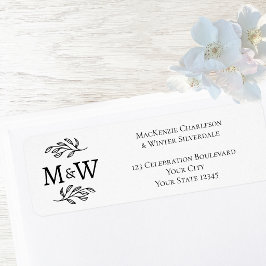 Par Monogram Elegant Bröllopsreturadress Returadress Etikett