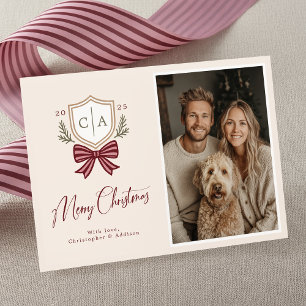 Par Monogram Initialer Bow-julkort Julkort