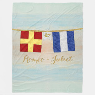 Par Monogram Maritime Signal Flaggor Watercolor Fleecefilt