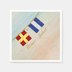 Par Monogram Maritime Signal Flaggor Watercolor Pappersservett