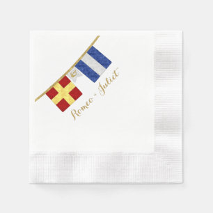 Par Monogram Maritime Signal Flaggor Watercolor Pappersservett
