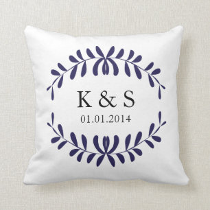 Par Monogramfyllning  Tonfiskblått Kudde