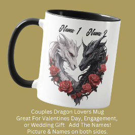 Par Namn Black & White Dragons, Röda blommor Mugg