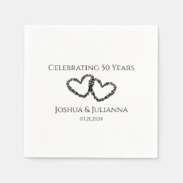Par Namn Modern Heart 50-årsdagen Party Pappersservett