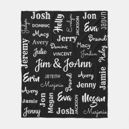 Par Namn w/Children & Grandchildren Namn Fleecefilt